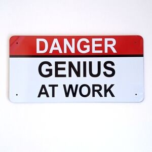 Danger Genius At Work Metal Sign Wall Art